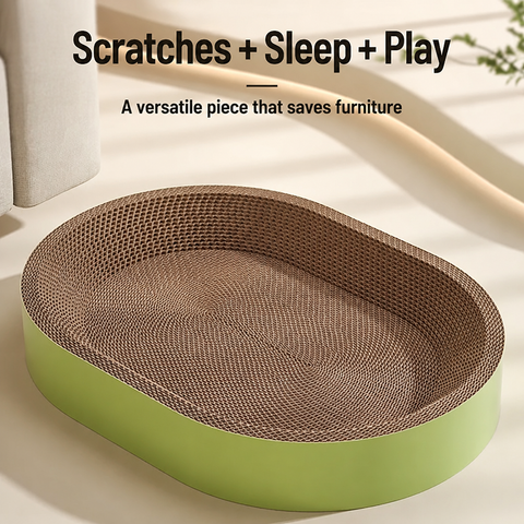 Corrugated Cardboard Cat Scratcher with Built-In Lounge