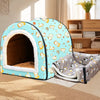 Semi-Enclosed Waterproof Pet Bed with Washable Cover