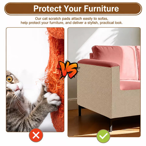 Cat Scratching Mat for Wall or Floor Placement with Hook-and-Loop Fastening