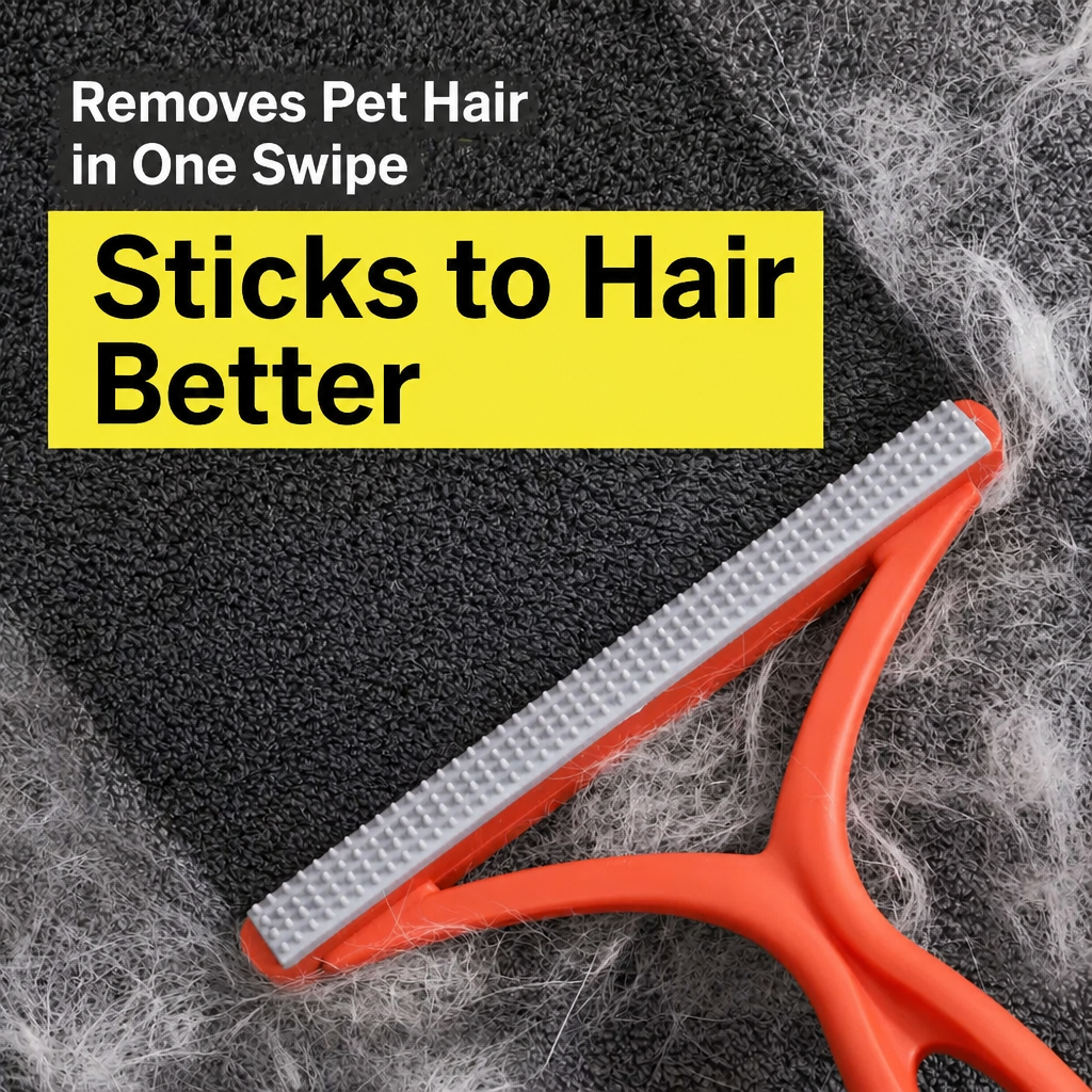 Double-Sided Pet Hair Remover for Carpets, Beds & Upholstery