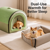 Enclosed Plush Pet Bed with Door Curtain for Cats and Dogs