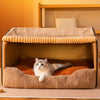 Enclosed Pet Bed for Cats and Dogs with Removable Cover