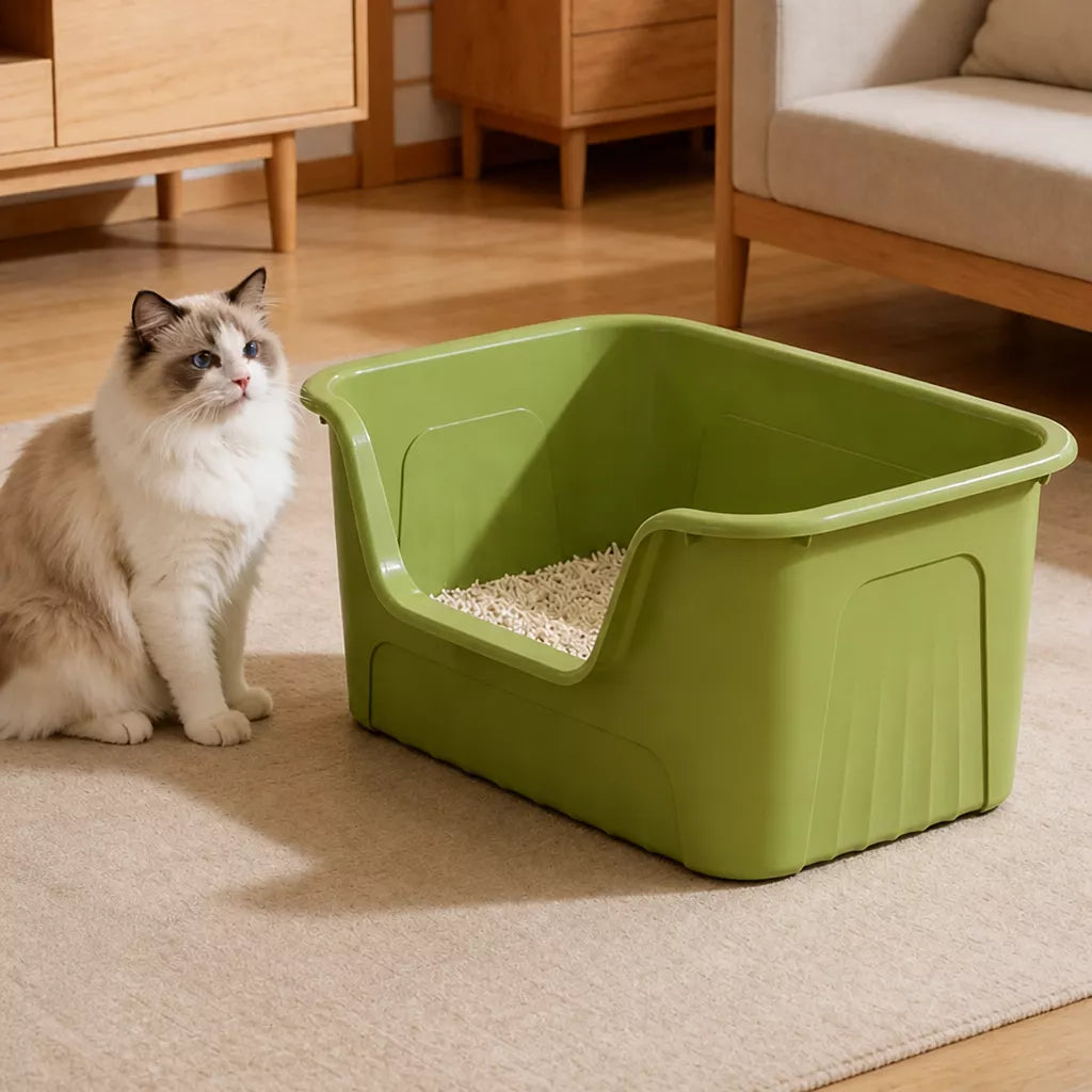 Jumbo Plastic Cat Litter Box with High Sides p-05679