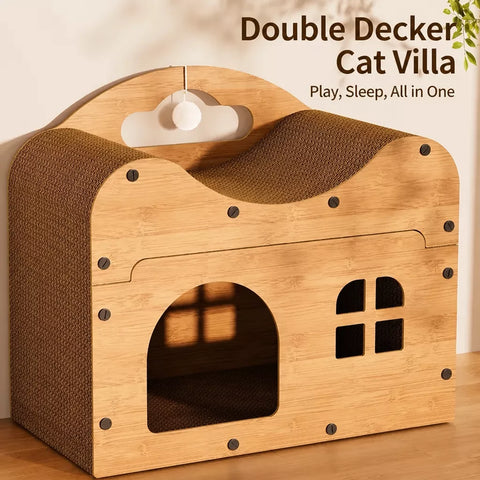 Spacious Corrugated Cardboard Cat Scratcher House