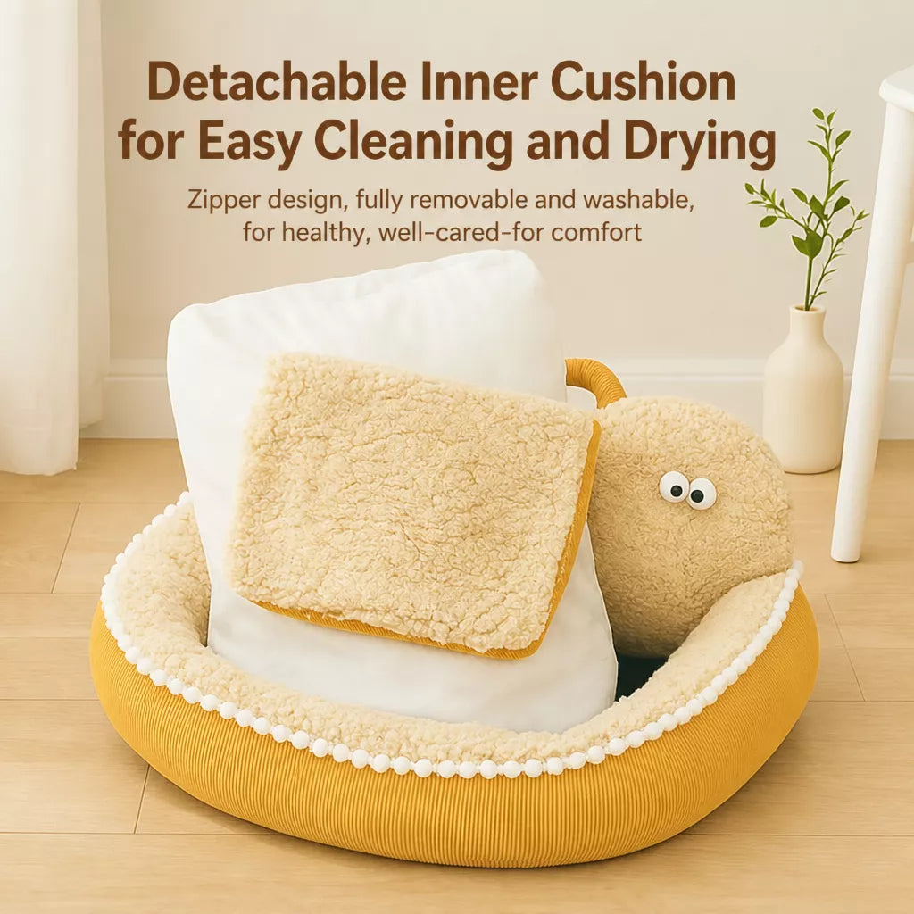 Washable Semi-Enclosed Pet Bed for Cats and Small Dogs