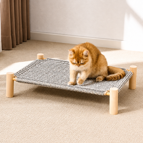 Washable Hammock-Style Cat Bed with Scratch Pad