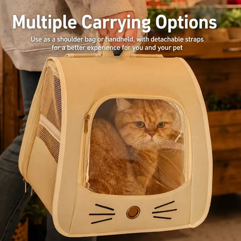 Breathable Cat Carrier Backpack with Panoramic Window for Travel