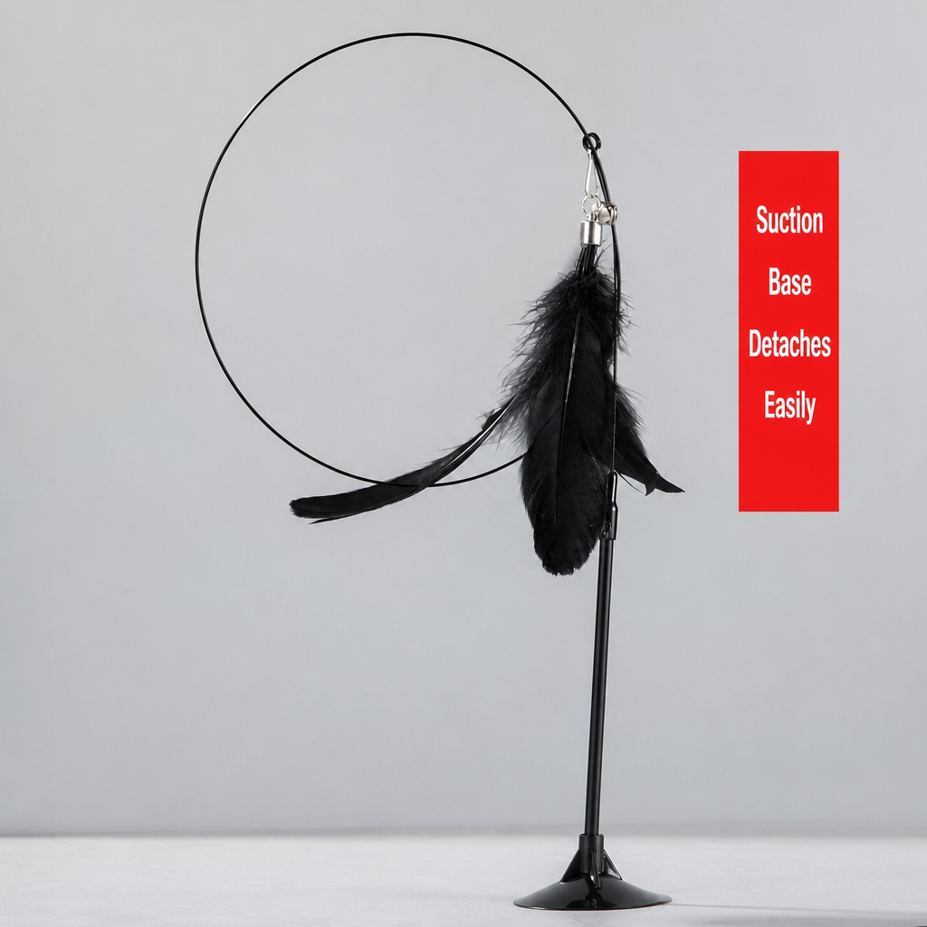 Suction-Cup Cat Teaser Toy with Long Wand