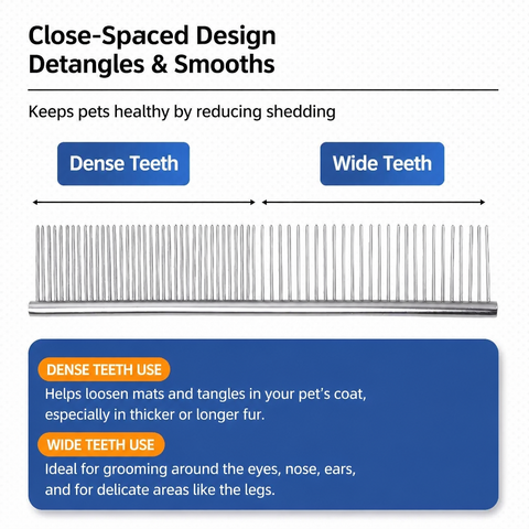 Stainless Steel Grooming Comb for Cats & Dogs