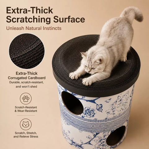 Three-Level Milk Tea Cup-Inspired Cat Scratcher House