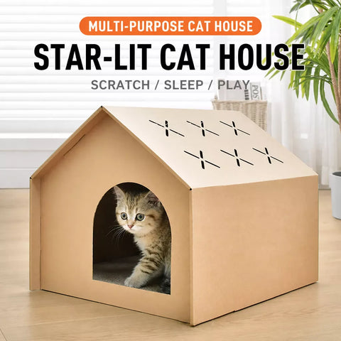 Corrugated Cardboard Cat House & Scratcher