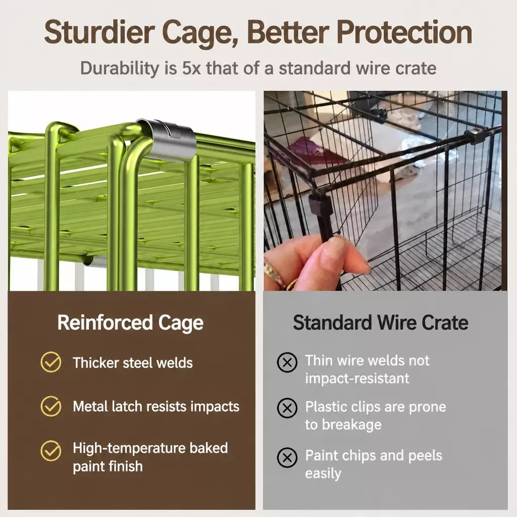 Indoor Reinforced Iron Dog Crate with Tray for Small to Medium Dogs