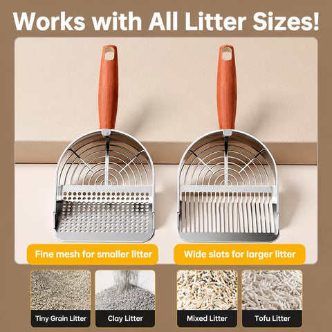 Large Metal Cat Litter Scoop with Fine Sifting Holes