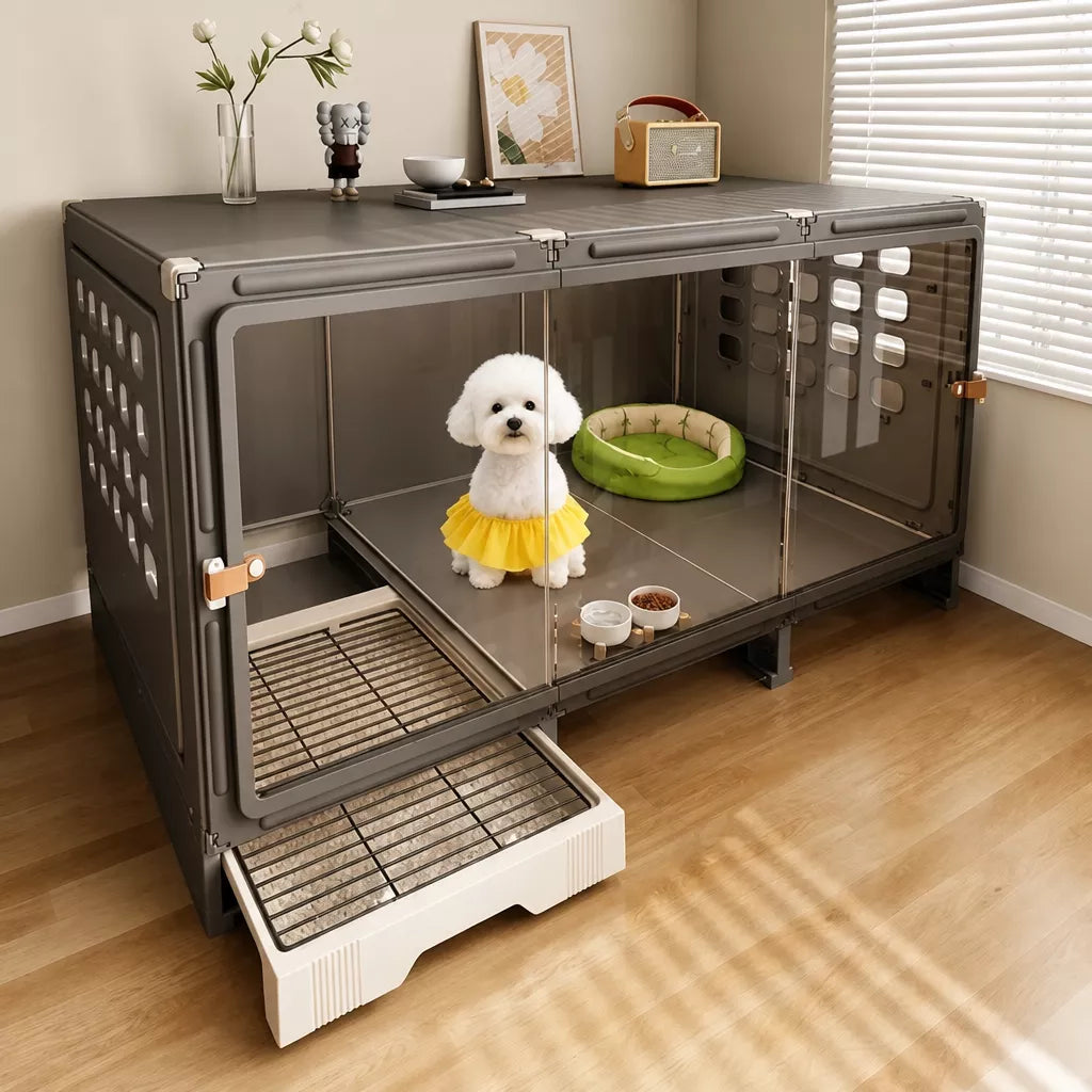 Small Dog Crate with Separate Resting and Toilet Area