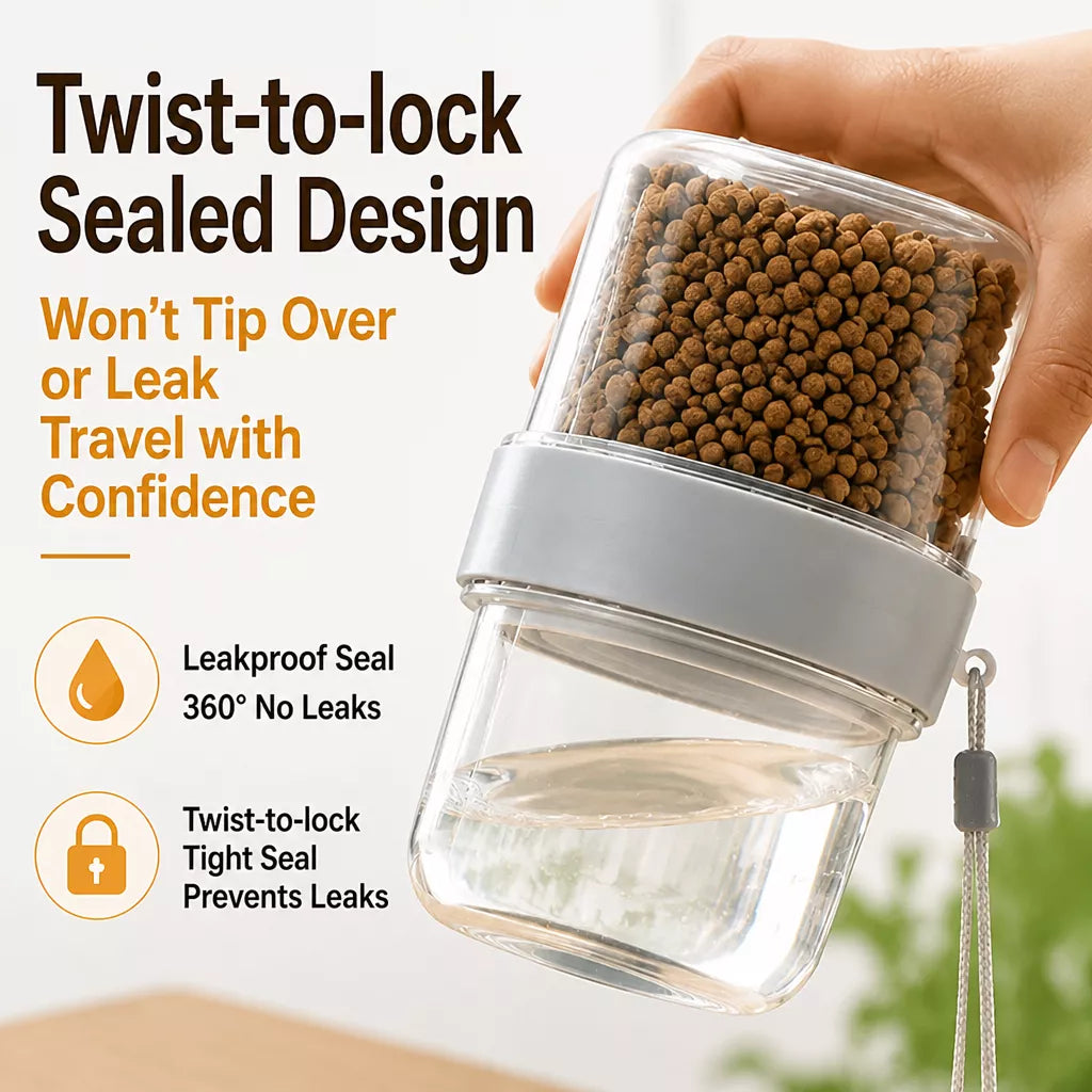 2-in-1 Portable Dog Water Bottle & Treat Container