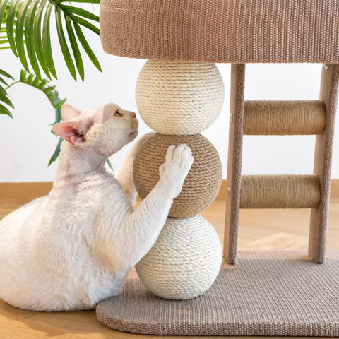 Two-Level Cat Tree with Oval Hideaway and Sisal Scratching Surface