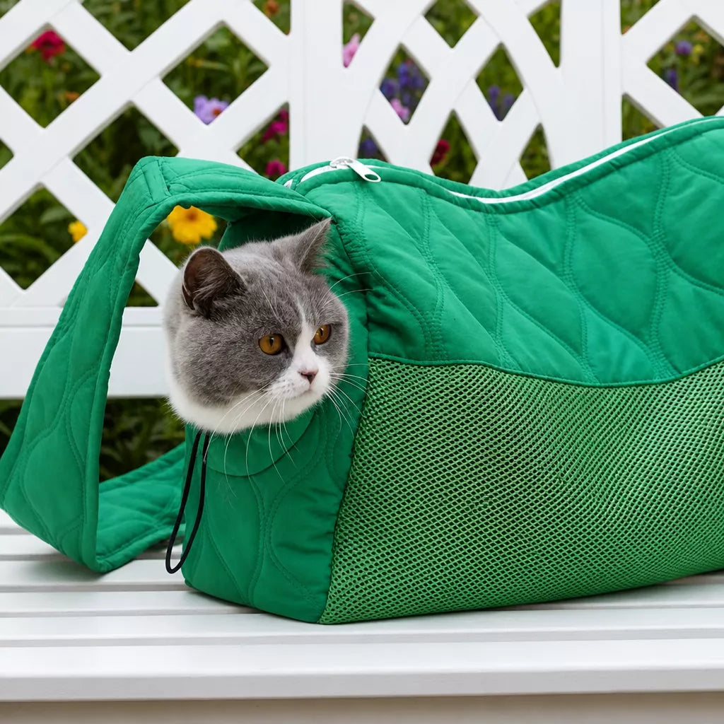 Portable Mesh Pet Carrier with Shoulder and Crossbody Straps