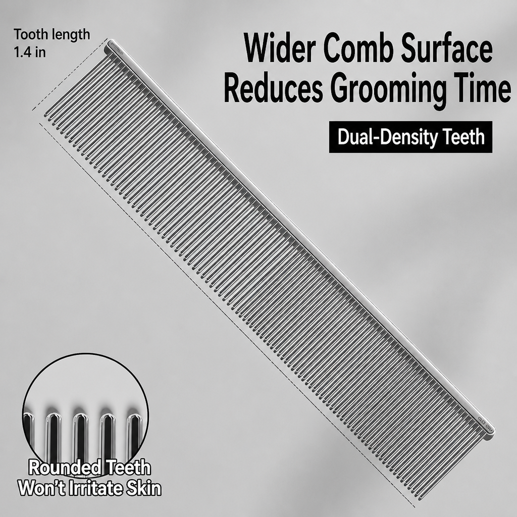 Stainless Steel Dual-Tooth Grooming Comb for Cats & Dogs