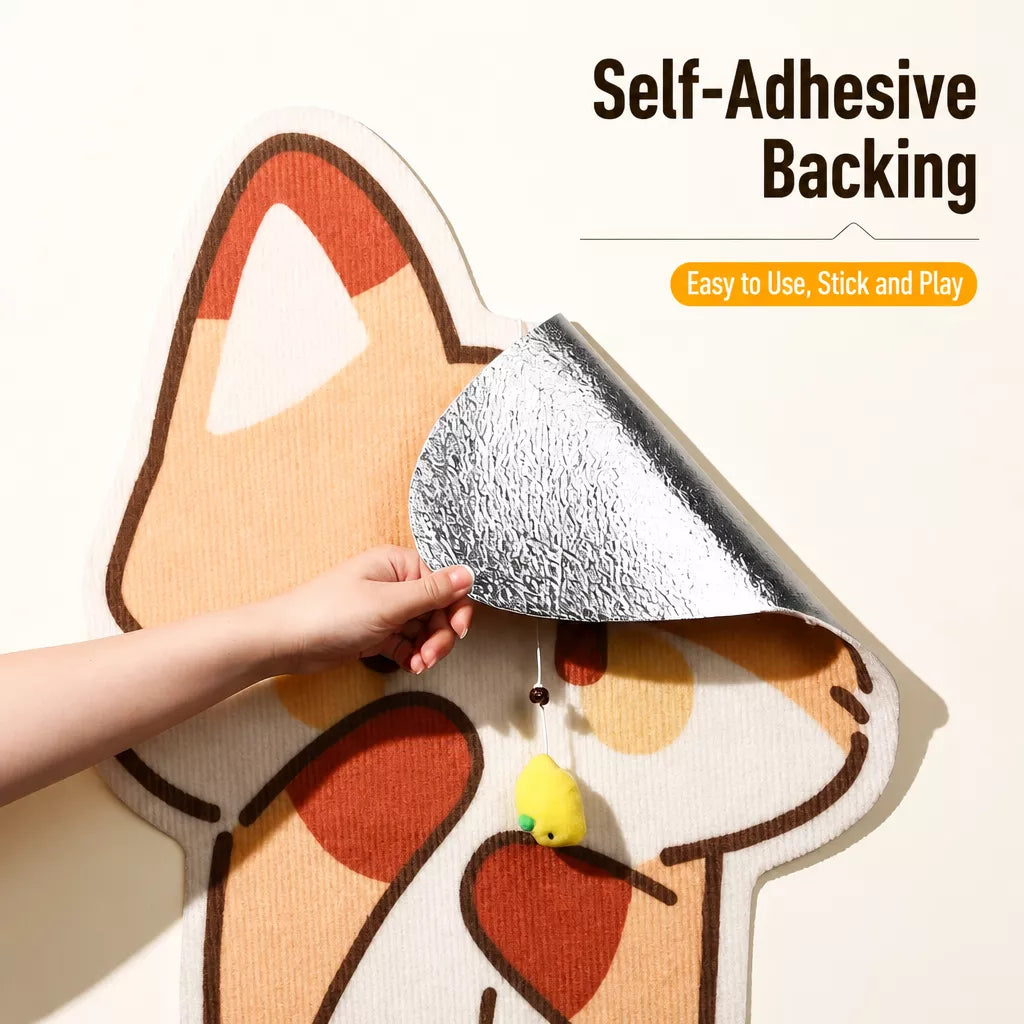 Vertical Wall-Mounted Cat Scratcher with Self-Adhesive Backing