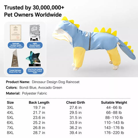 Full-Coverage Four-Leg Dog Raincoat for Medium & Large Dogs