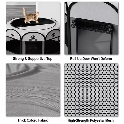Foldable Enclosed Patchwork Pet Bed for Cats & Dogs