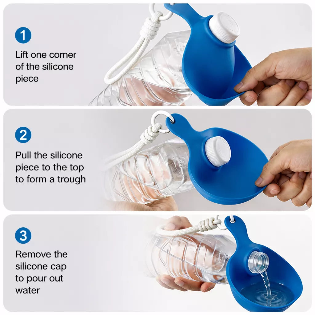 Portable Foldable Dog Water Bottle with Silicone Bowl