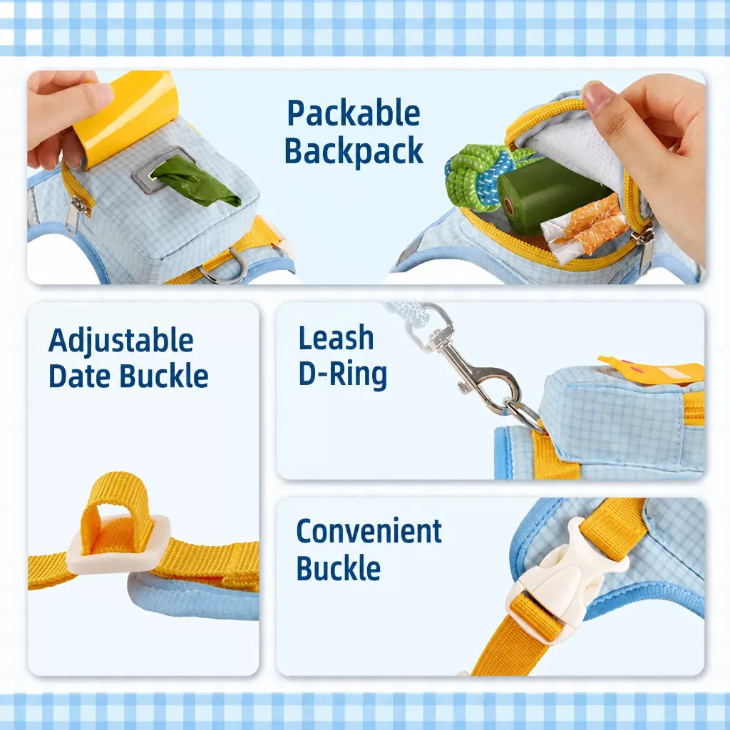 Vest-Style Pet Harness and Leash Set for Dogs & Cats