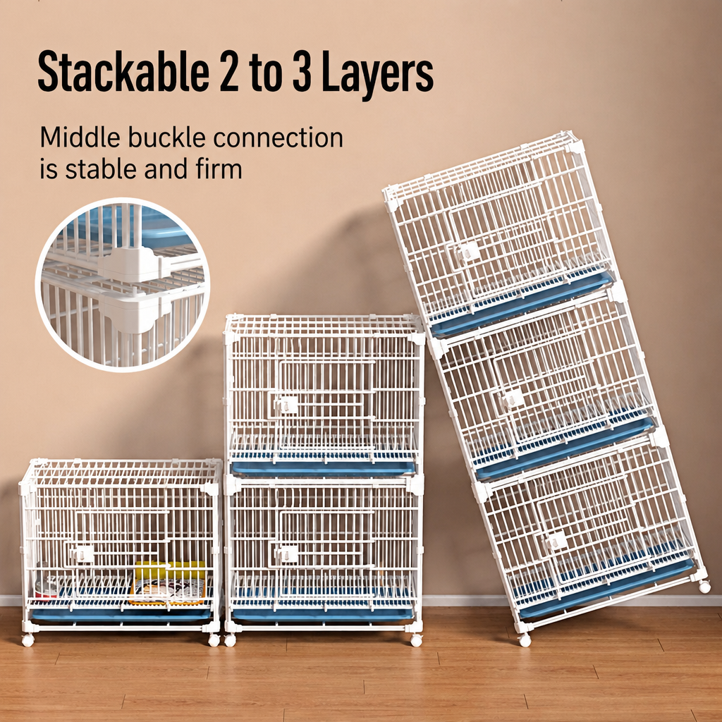 Stackable Resin Pet Crate with Integrated Tray