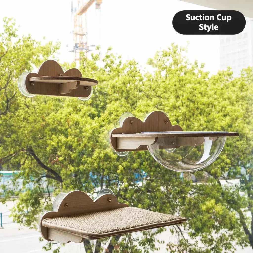 Window-Mounted Cat Climbing System with Perches & Scratching Posts