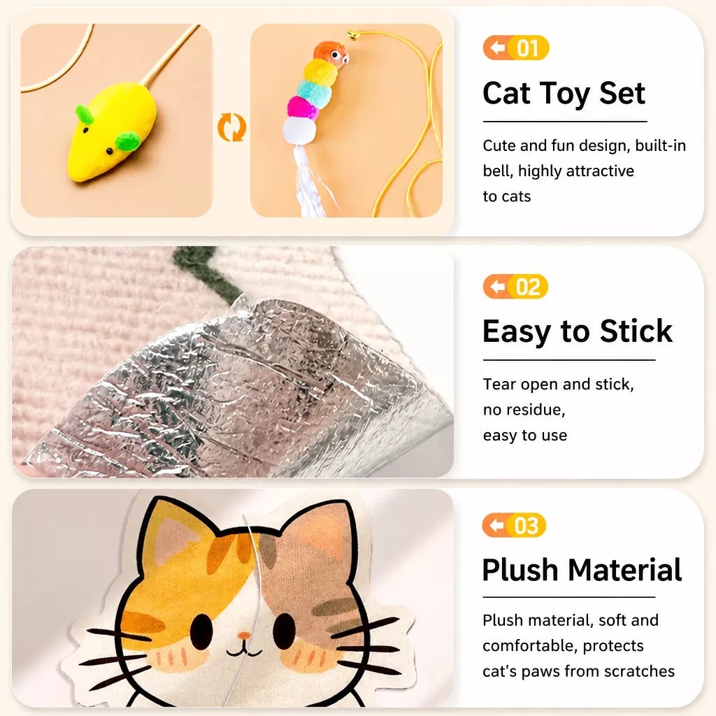 Self-Adhesive Wall-Mounted Felt Cat Scratcher