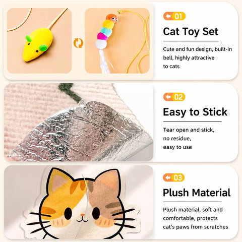Self-Adhesive Wall-Mounted Felt Cat Scratcher