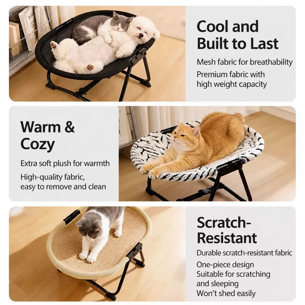 Foldable Elevated Oval Pet Cot for Cats & Dogs