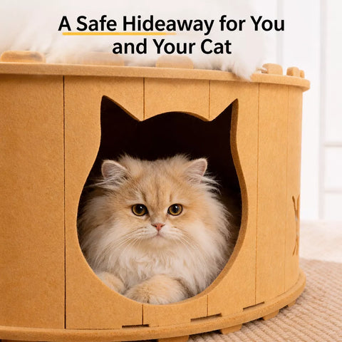 Donut-Shaped Felt Cat Scratcher Tunnel Bed