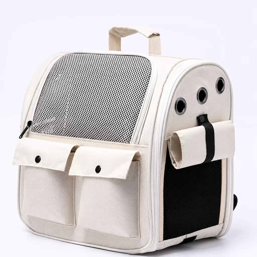 Breathable Cat Carrier Backpack with Roll-Up Shade