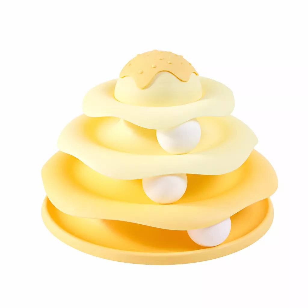 Interactive Bee Cat Toy with Spinning Track and Rolling Ball