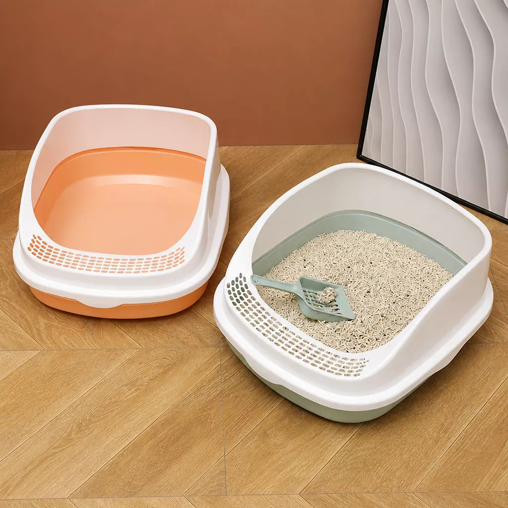 Semi-Enclosed Cat Litter Box with High Sides p-05678