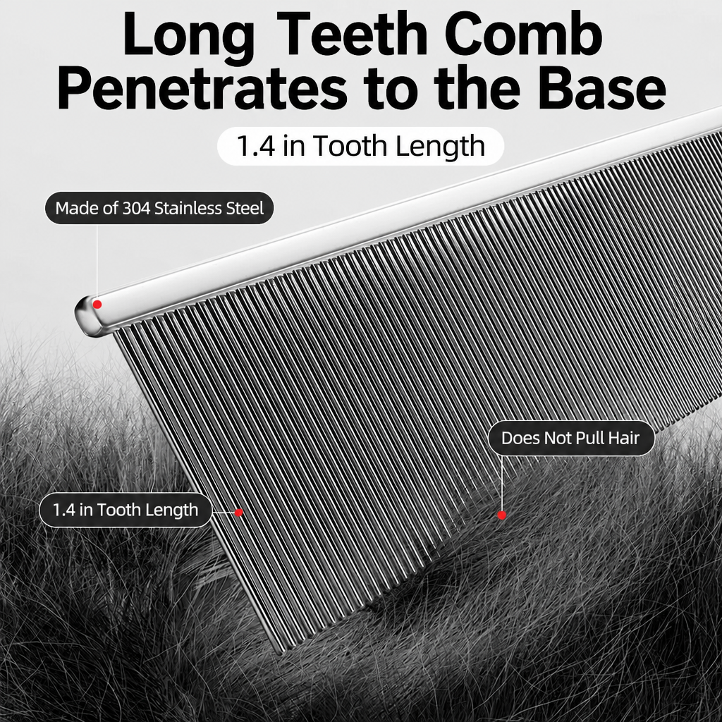 Stainless Steel Dual-Tooth Grooming Comb for Cats & Dogs