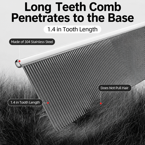 Stainless Steel Dual-Tooth Grooming Comb for Cats & Dogs