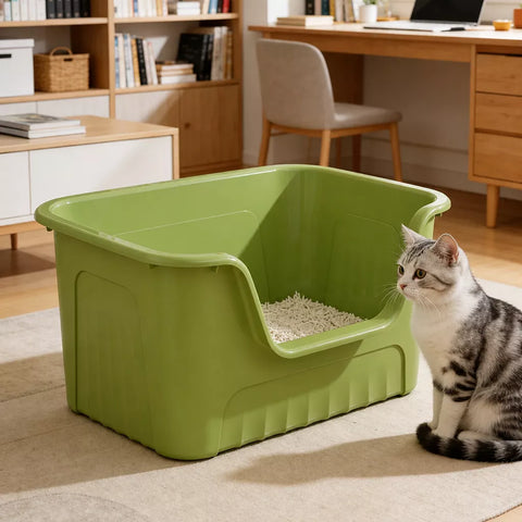 Jumbo Plastic Cat Litter Box with High Sides p-05679