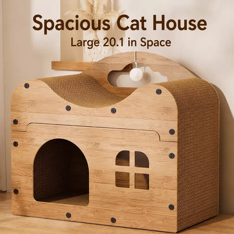 Spacious Corrugated Cardboard Cat Scratcher House