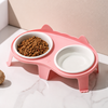 Ceramic Double Cat Bowls with Stand