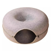 Enclosed Donut Pet Bed with Tunnel
