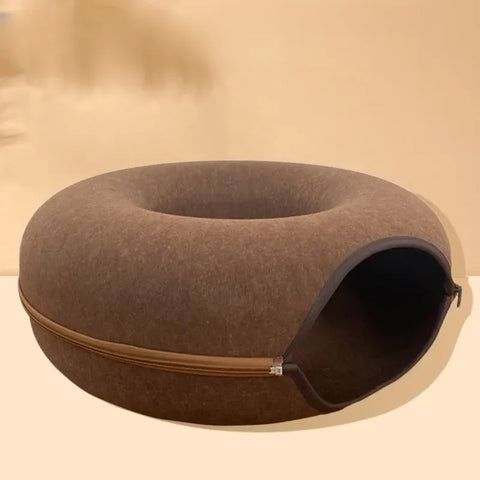 Enclosed Donut Pet Bed with Tunnel