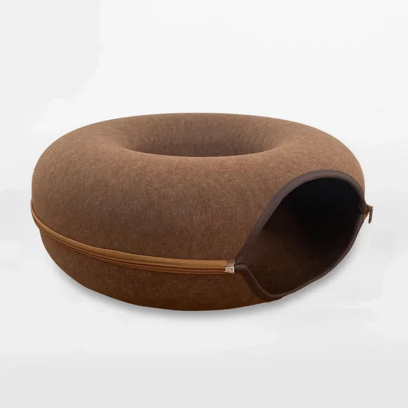 Enclosed Donut Pet Bed with Tunnel