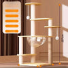 Wooden Cat Tree with Hideaway and Scratching Post