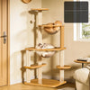 Wooden Cat Tree with Hideaway and Scratching Post