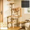 Wooden Cat Tree with Hideaway and Scratching Post