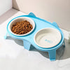 Ceramic Double Cat Bowls with Stand