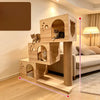 Wooden Cat Tree with Scratching Post and Enclosed Cat House