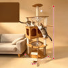 Wooden Cat Tree with Scratching Post and Enclosed Cat House